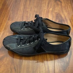 Coach A1258 Black Leather Signature Sneakers - Size 9B